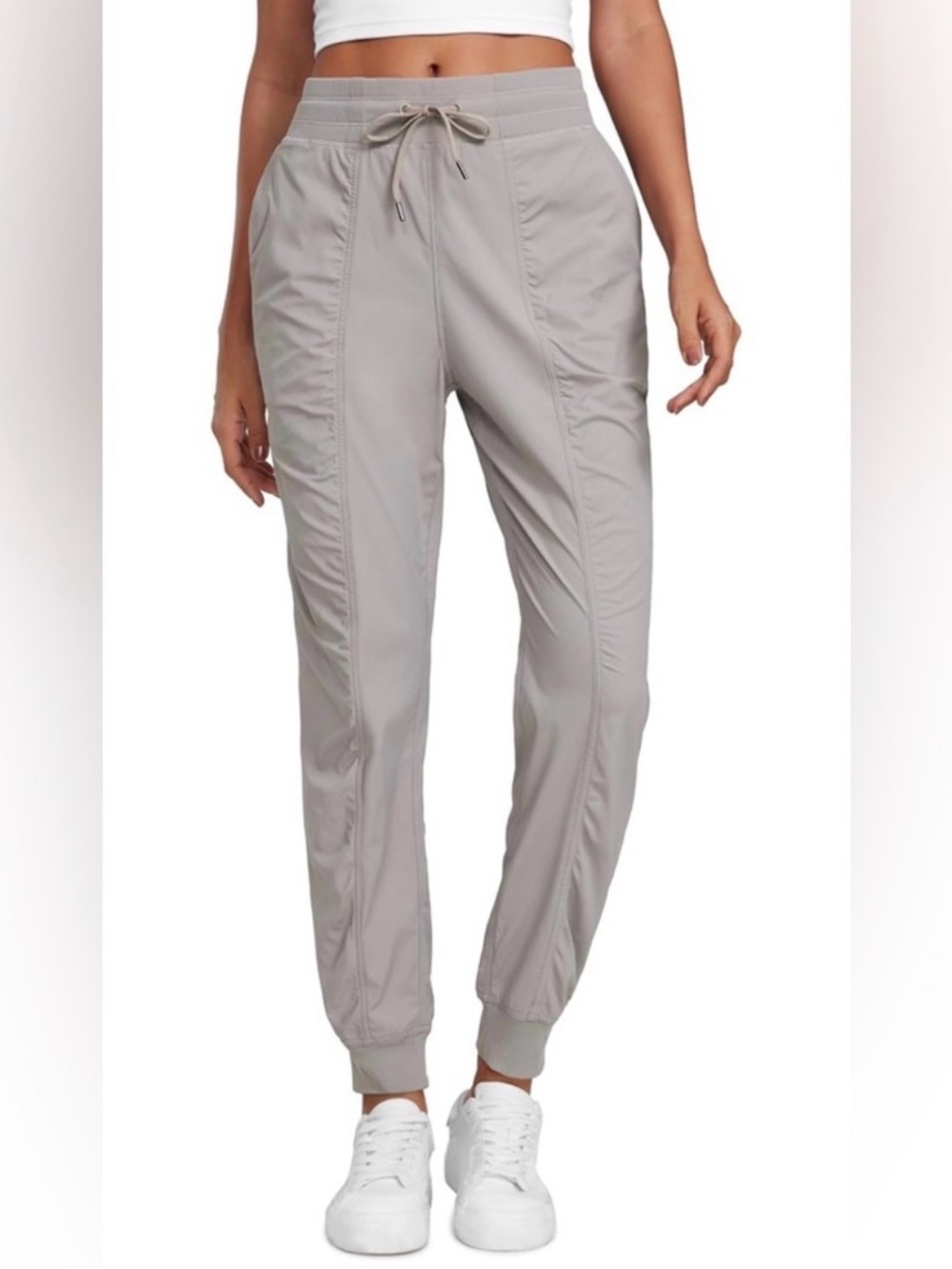 CRZ Yoga Lightweight Dance Joggers Dark Chrome Gray/ tan sz L